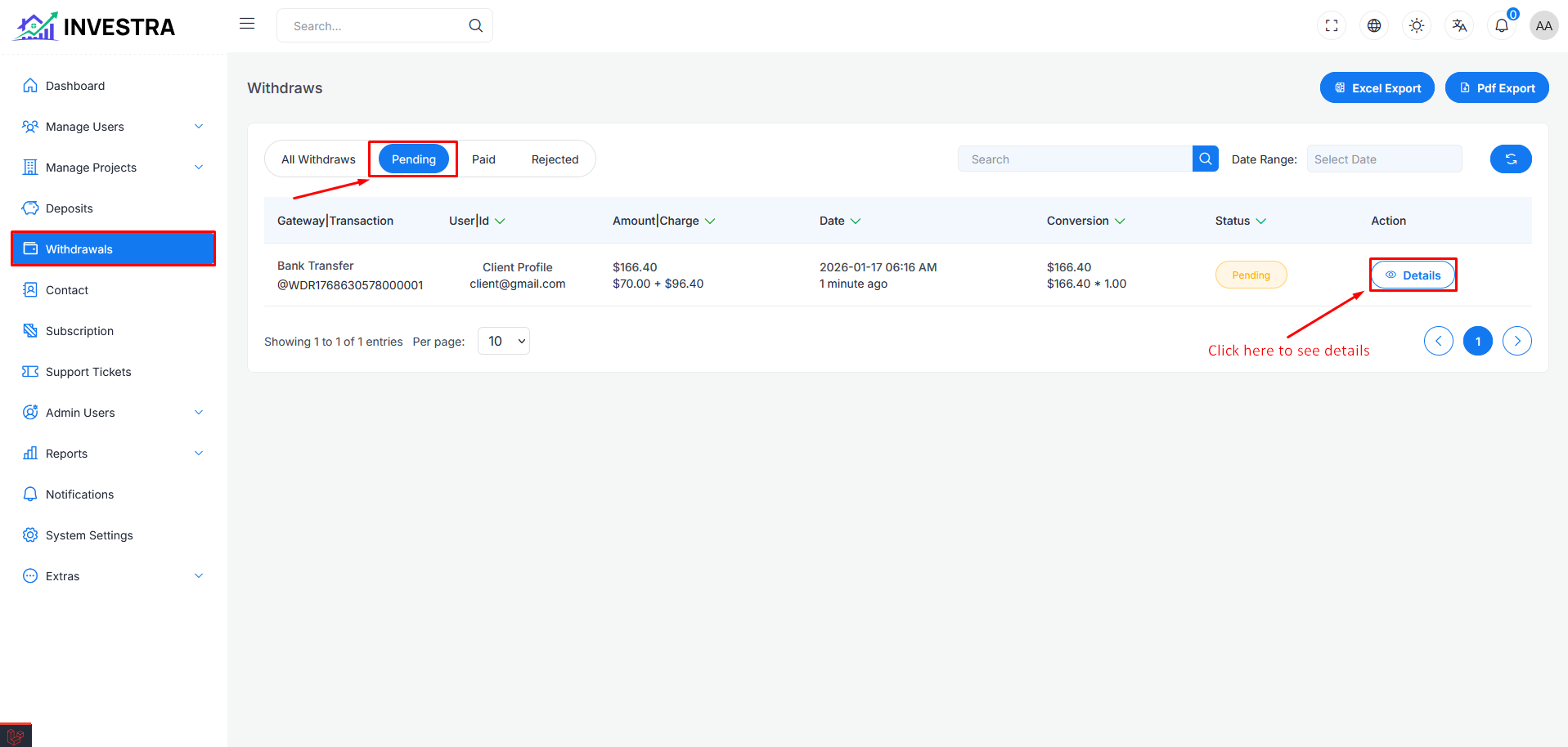 Withdraw Management